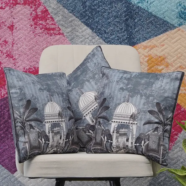 Luxury_Velvet_Elephant_Palace_Decorative_Throw_Pillow_Covers,_Traditional_Indian_Design,_16_X_16_Inch,_Set_Of_3_Pieces_(Grey)