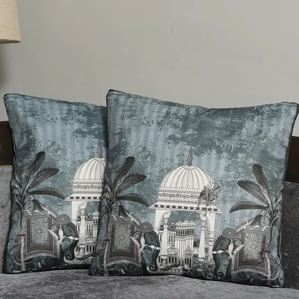 Luxury_Velvet_Elephant_Palace_Decorative_Throw_Pillow_Covers,_Traditional_Indian_Design,_16_X_16_Inch,_Set_Of_2_Pieces_(Grey)