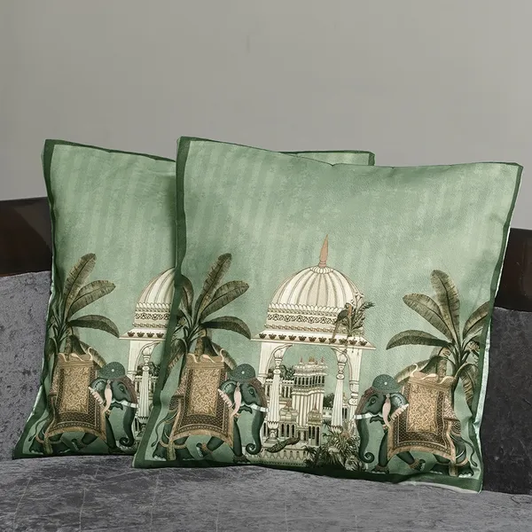 Luxury_Velvet_Elephant_Palace_Decorative_Throw_Pillow_Covers,_Traditional_Indian_Design,_16_X_16_Inch,_Set_Of_2_Pieces_(Green)