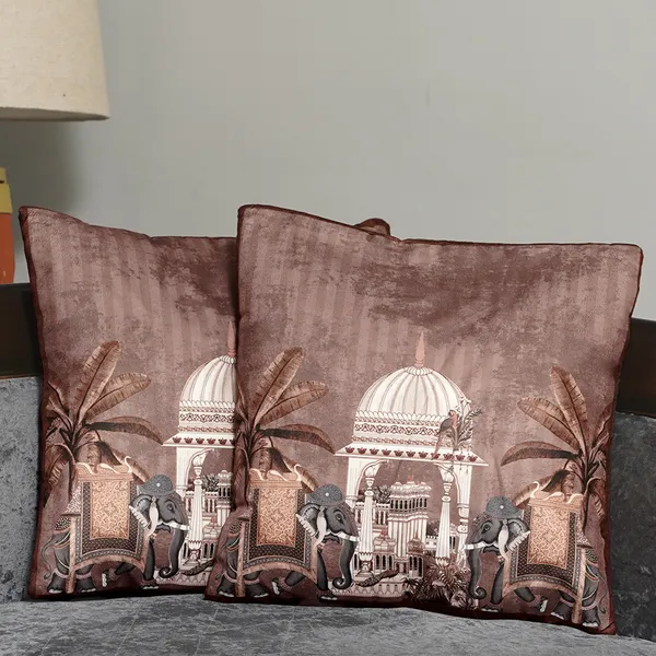 Luxury_Velvet_Elephant_Palace_Decorative_Throw_Pillow_Covers,_Traditional_Indian_Design,_16_X_16_Inch,_Set_Of_2_Pieces_(Brown)