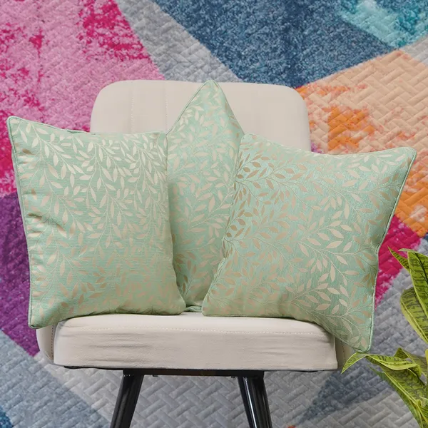 Elegant_Home_Decor_Jacquard_Cushion_Covers,_Leaf_Pattern,_Cloth,_16_X_16_Inch,_Set_Of_3_Pieces_(Green)