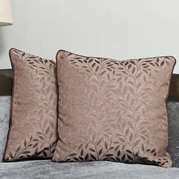 Elegant_Home_Decor_Jacquard_Cushion_Covers,_Leaf_Pattern,_Cloth,_16_X_16_Inch,_Set_Of_2_Pieces_(Brown)