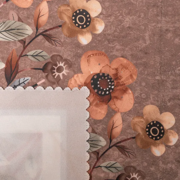 Velvet_Table_Cover_With_Floral_Design,_With_Leaf_Pattern_Border_In_Dual_Tone_Colour_Suitable_For_Living_Room,_Brown