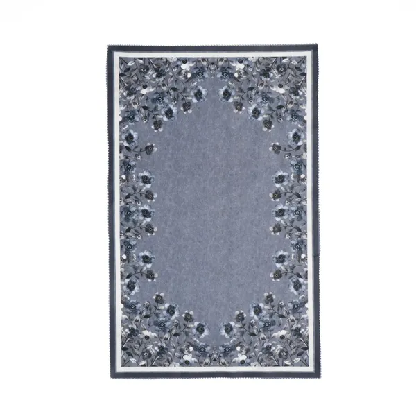 Velvet_Table_Cover_With_Floral_Design,_With_Leaf_Pattern_Border_In_Dual_Tone_Colour_Suitable_For_Living_Room,_Grey