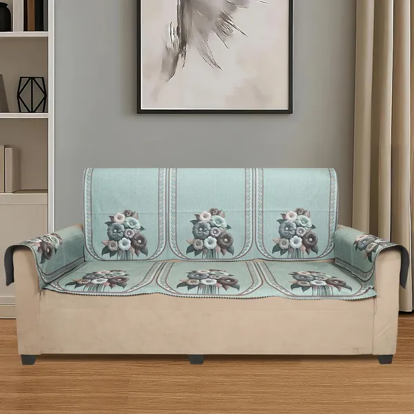 Velvet_5_Seater_Sofa_Cover_With_10_Seat_And_Back_Covers,_6_Hand_Rest_Covers_|_Flower_Bunch_Design_|_Washable_Fabric_|_Stylish_Sofa_Cover_For_Modern_Living_Room_(Green,_5_Seater_With_Arm_Covers)