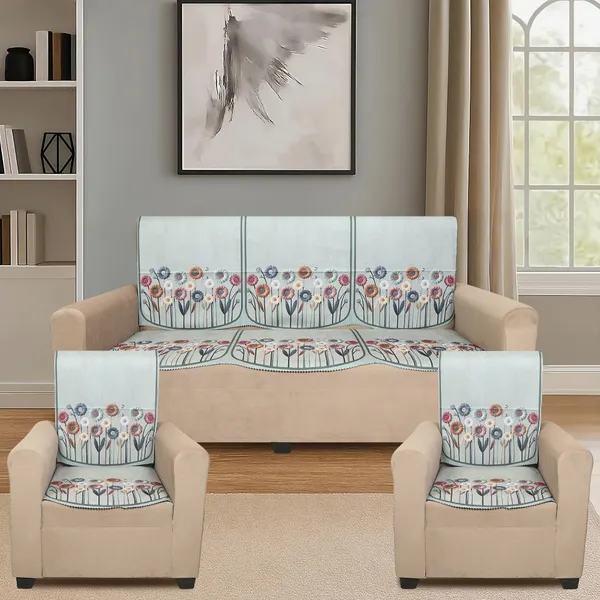 Velvet_5_Seater_Sofa_Cover_With_10_Seat_And_Back_Covers_|_Floral_Daisy_Print_|_Washable_Fabric_|_Stylish_Sofa_Cover_For_Modern_Living_Room_(Green,_5_Seater_Without_Arm_Covers)