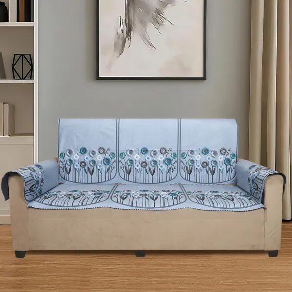 Velvet_3_Seater_Sofa_Cover_With_6_Seat_And_Back_Covers,_2_Hand_Rest_Covers_|_Floral_Daisy_Print_|_Washable_Fabric_|_Stylish_Sofa_Cover_For_Modern_Living_Room_(Grey,_3_Seater_With_Arm_Covers)