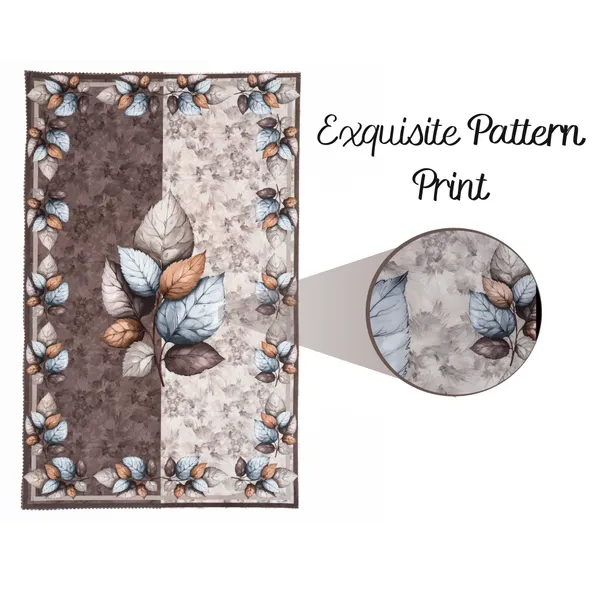 Velvet_Table_Cover_With_Floral_Design,_With_Leaf_Pattern_Border_In_Dual_Tone_Colour_Suitable_For_Living_Room,_Brown