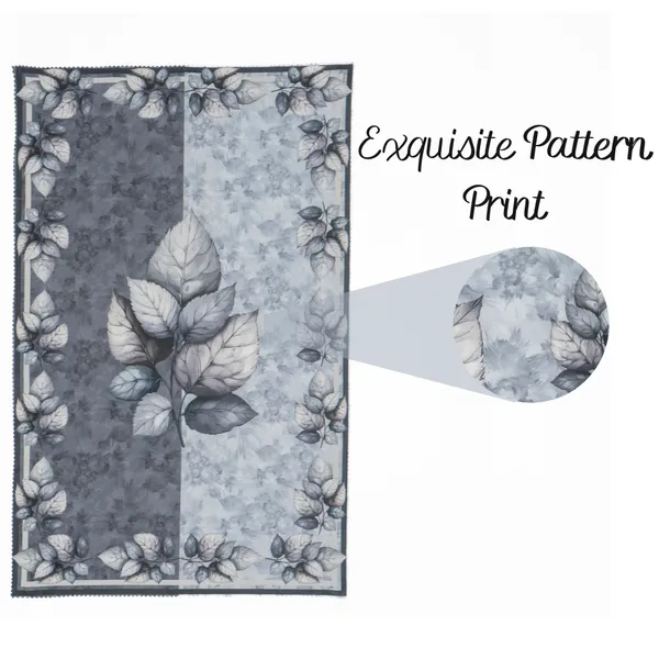 Velvet_Table_Cover_With_Floral_Design,_With_Leaf_Pattern_Border_In_Dual_Tone_Colour_Suitable_For_Living_Room_60_X_90_Inch,_Grey