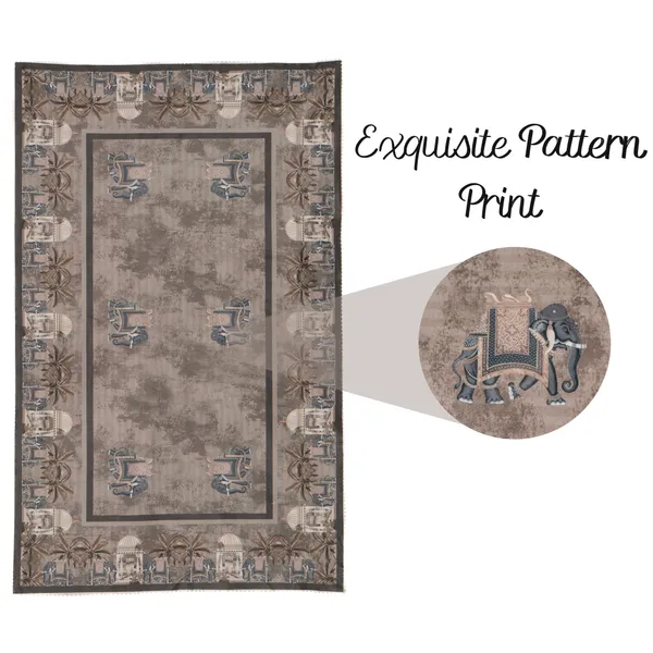 Velvet_Elephant_Design_Table_Cover,_With_Domed_Architecture_And_Palm_Tree_Pattern,_Premium_Living_Room_Center_Table_Cover,_Light_Brown