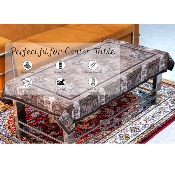 Velvet_Elephant_Design_Table_Cover,_With_Domed_Architecture_And_Palm_Tree_Pattern,_Premium_Living_Room_Center_Table_Cover,_Light_Brown