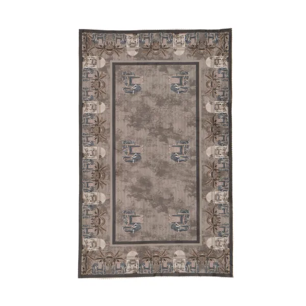 Velvet_Elephant_Design_Table_Cover,_With_Domed_Architecture_And_Palm_Tree_Pattern,_Premium_Living_Room_Center_Table_Cover,_Light_Brown