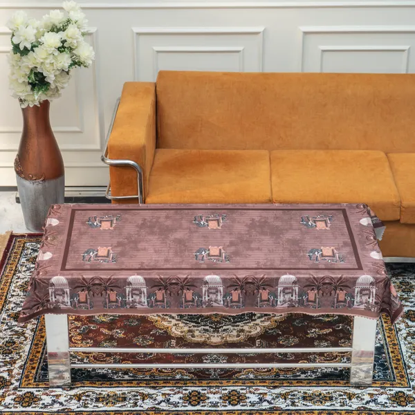 Velvet_Elephant_Design_Table_Cover,_With_Domed_Architecture_And_Palm_Tree_Pattern,_Premium_Living_Room_Center_Table_Cover,_Dark_Brown