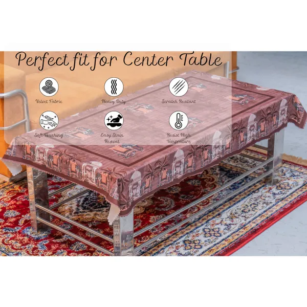 Velvet_Elephant_Design_Table_Cover,_With_Domed_Architecture_And_Palm_Tree_Pattern,_Premium_Living_Room_Center_Table_Cover,_Dark_Brown