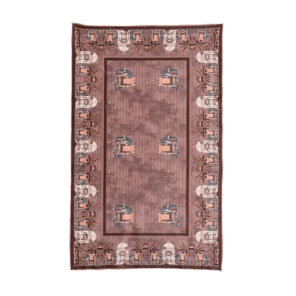Velvet_Elephant_Design_Table_Cover,_With_Domed_Architecture_And_Palm_Tree_Pattern,_Premium_Living_Room_Center_Table_Cover,_Dark_Brown