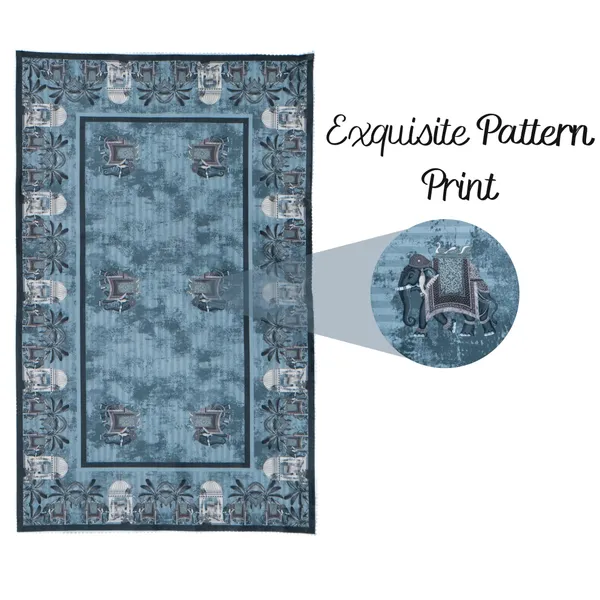 Velvet_Elephant_Design_Table_Cover,_With_Domed_Architecture_And_Palm_Tree_Pattern,_Premium_Living_Room_Center_Table_Cover,_Grey