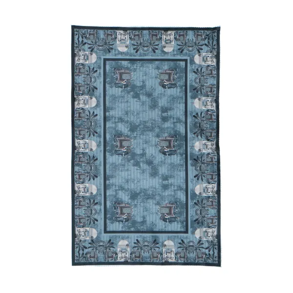 Velvet_Elephant_Design_Table_Cover,_With_Domed_Architecture_And_Palm_Tree_Pattern,_Premium_Living_Room_Center_Table_Cover,_Grey
