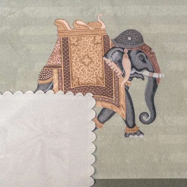 Velvet_Elephant_Design_Table_Cover,_With_Domed_Architecture_And_Palm_Tree_Pattern,_Premium_Living_Room_Center_Table_Cover,_Green