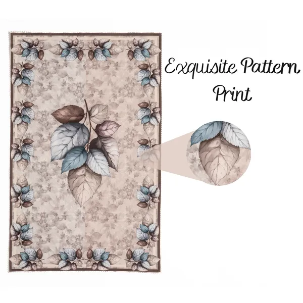 Velvet_Table_Cover_With_Floral_Design,_With_Leaf_Pattern_Border_In_Dual_Tone_Colour_Suitable_For_Living_Room,_Beige