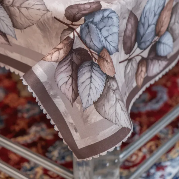 Velvet_Table_Cover_With_Floral_Design,_With_Leaf_Pattern_Border_In_Dual_Tone_Colour_Suitable_For_Living_Room,_Beige