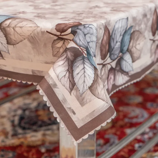 Velvet_Table_Cover_With_Floral_Design,_With_Leaf_Pattern_Border_In_Dual_Tone_Colour_Suitable_For_Living_Room,_Beige