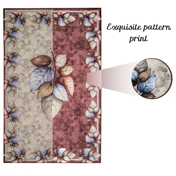 Velvet_Table_Cover_With_Floral_Design,_With_Leaf_Pattern_Border_In_Dual_Tone_Colour_Suitable_For_Living_Room,_Maroon