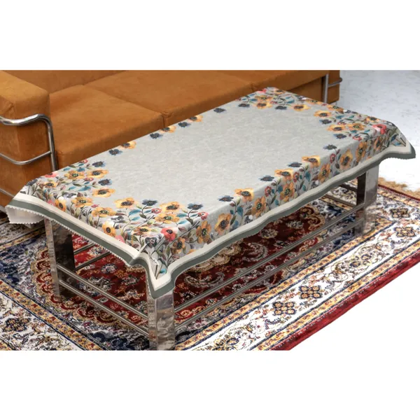 Velvet_Table_Cover_With_Floral_Design,_With_Leaf_Pattern_Border_In_Dual_Tone_Colour_Suitable_For_Living_Room,_Green