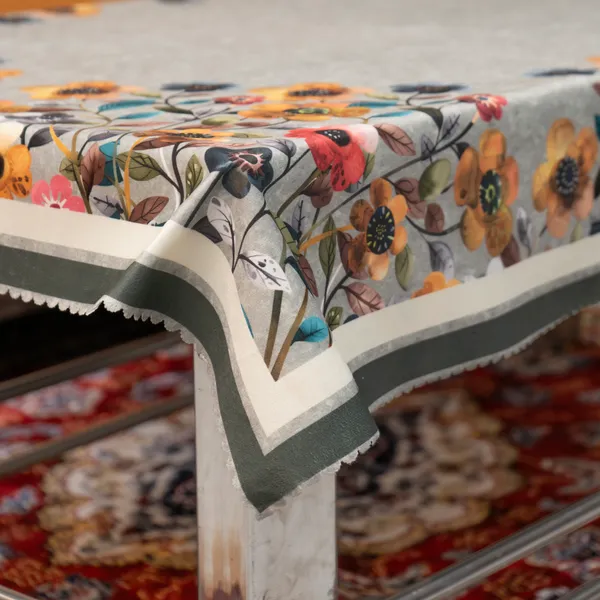 Velvet_Table_Cover_With_Floral_Design,_With_Leaf_Pattern_Border_In_Dual_Tone_Colour_Suitable_For_Living_Room,_Green