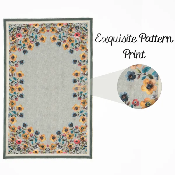 Velvet_Table_Cover_With_Floral_Design,_With_Leaf_Pattern_Border_In_Dual_Tone_Colour_Suitable_For_Living_Room,_Green