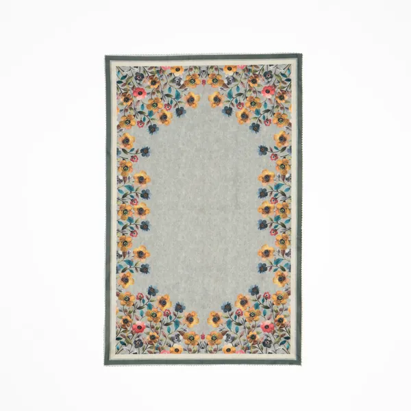 Velvet_Table_Cover_With_Floral_Design,_With_Leaf_Pattern_Border_In_Dual_Tone_Colour_Suitable_For_Living_Room,_Green