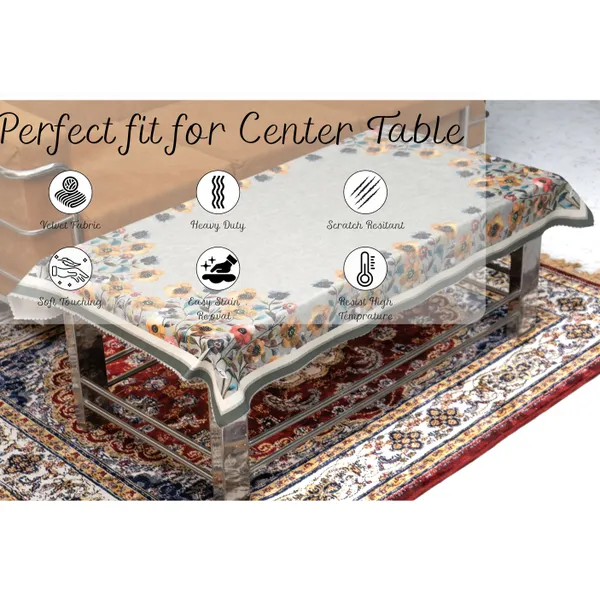 Velvet_Table_Cover_With_Floral_Design,_With_Leaf_Pattern_Border_In_Dual_Tone_Colour_Suitable_For_Living_Room,_Green