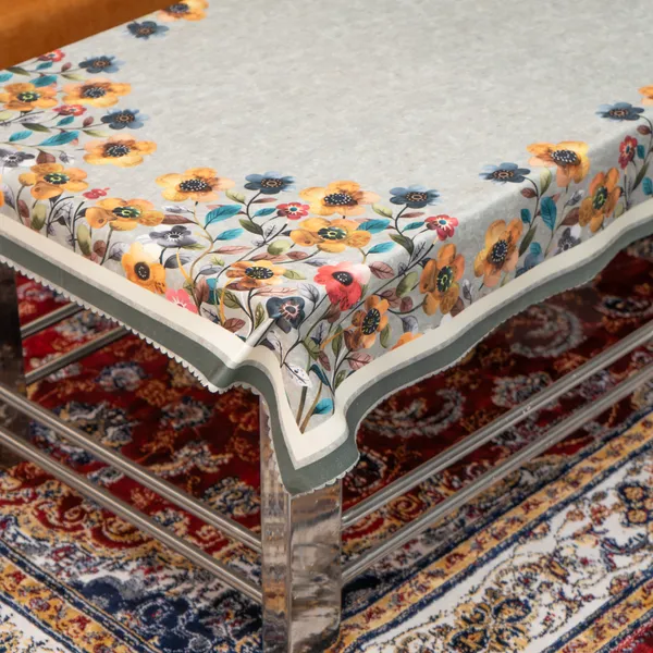 Velvet_Table_Cover_With_Floral_Design,_With_Leaf_Pattern_Border_In_Dual_Tone_Colour_Suitable_For_Living_Room,_Green