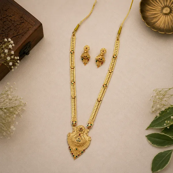Gold_Alloy_Stone_Accent_Traditional_Necklace_And_Earrings_Set_For_Women