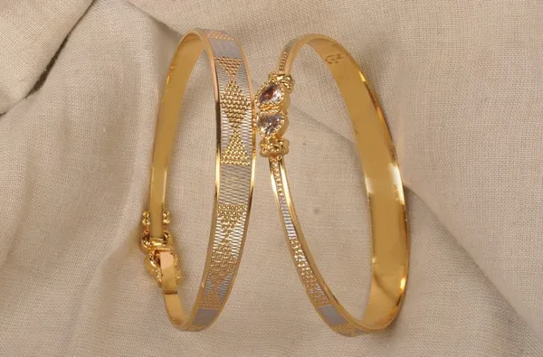 Gold_Brass_Textured_Embellished_Bangle_Set_Of_2_For_Women