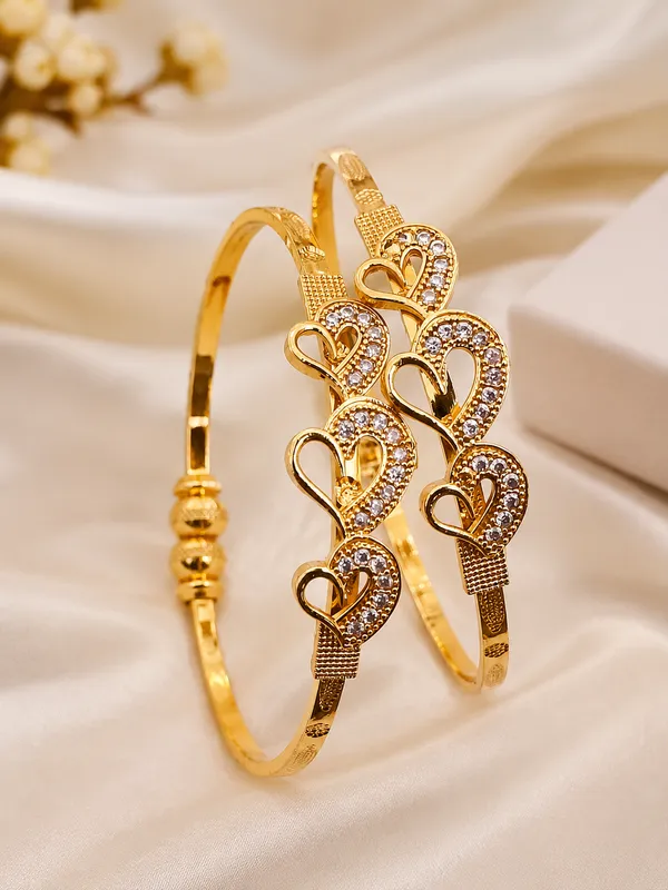 Gold_Brass_Heart_Stone_Studded_Bangle_Set_Of_2_For_Women