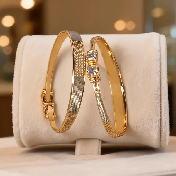 Gold_Brass_Textured_Bangle_Set_For_Women