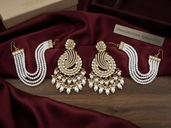 Gold_And_White_Alloy_Kundan_Pearl_Drop_Earrings_Set_For_Women