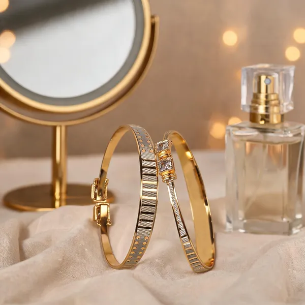 Gold_Brass_Geometric_Textured_Bangle_Set_For_Women