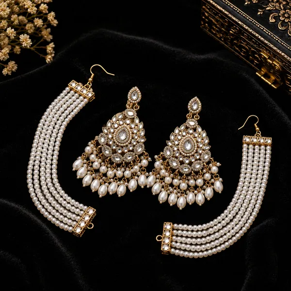 Gold_White_Alloy_Pearl_Kundan_Bridal_Earrings_Set_For_Women