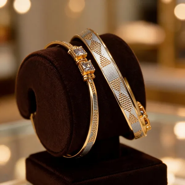Gold_Brass_Textured_Bangle_Set_Of_2_For_Women