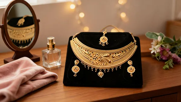 Gold_Alloy_Floral_Necklace_Earrings_And_Maang_Tikka_Set_For_Women