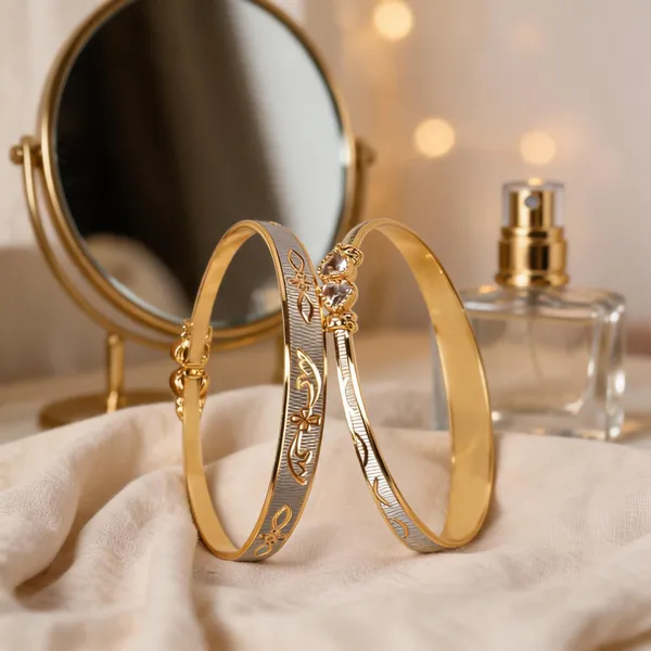 Gold_Brass_Floral_Design_Bangle_Set_For_Women