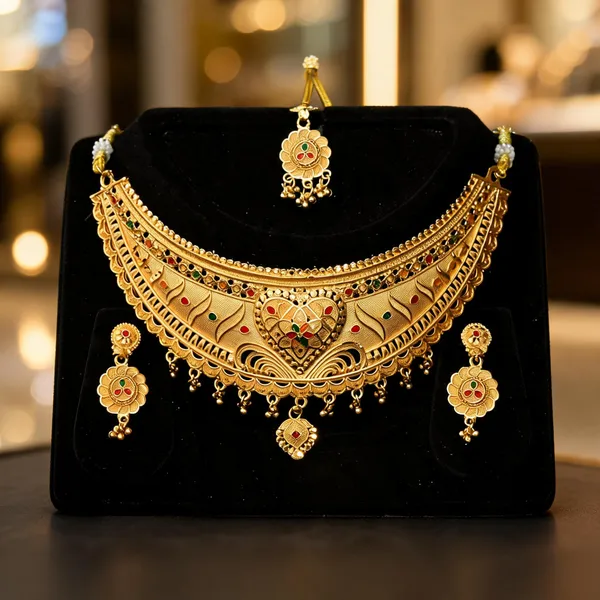 Gold_Alloy_Bridal_Necklace_Earrings_And_Maang_Tikka_Set_For_Women