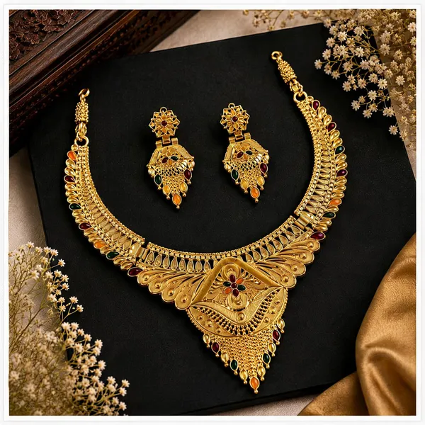 Gold_Alloy_Traditional_Necklace_And_Earrings_Set_For_Women