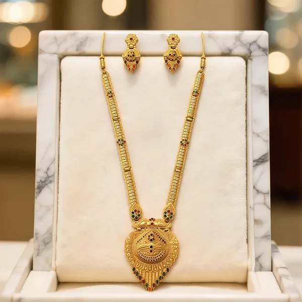 Gold_Alloy_Long_Filigree_Traditional_Necklace_And_Earrings_Set_For_Women