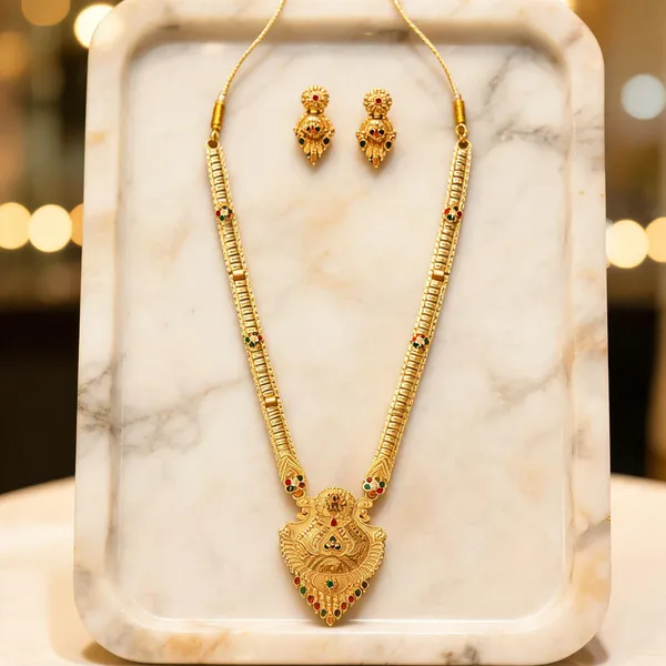 Gold_Alloy_Stone_Accent_Traditional_Necklace_And_Earrings_Set_For_Women