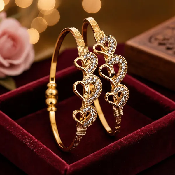 Gold_Brass_Heart_Stone_Studded_Bangle_Set_Of_2_For_Women