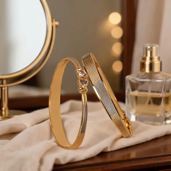 Gold_Brass_Textured_Bangle_Set_For_Women