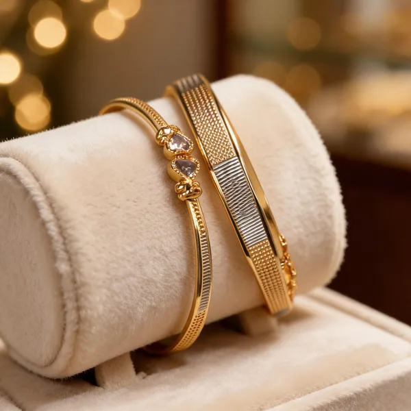 Gold_Brass_Textured_Bangle_Set_For_Women