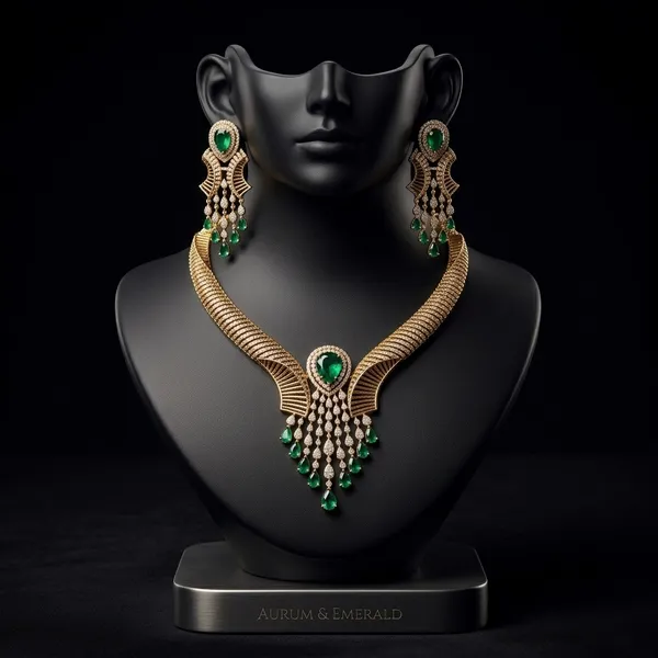Gold_Green_Stone_Chandelier_Necklace_Set_For_Women
